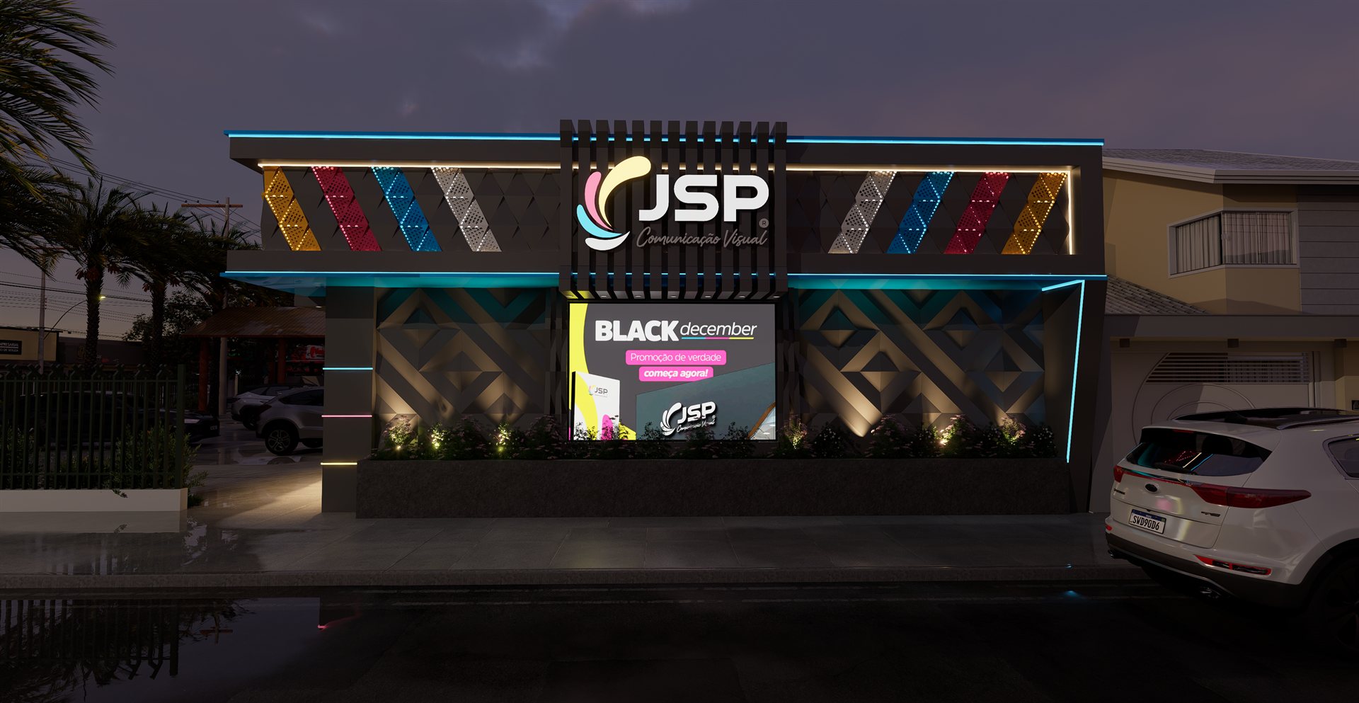 Fachada JSP frontal noturna